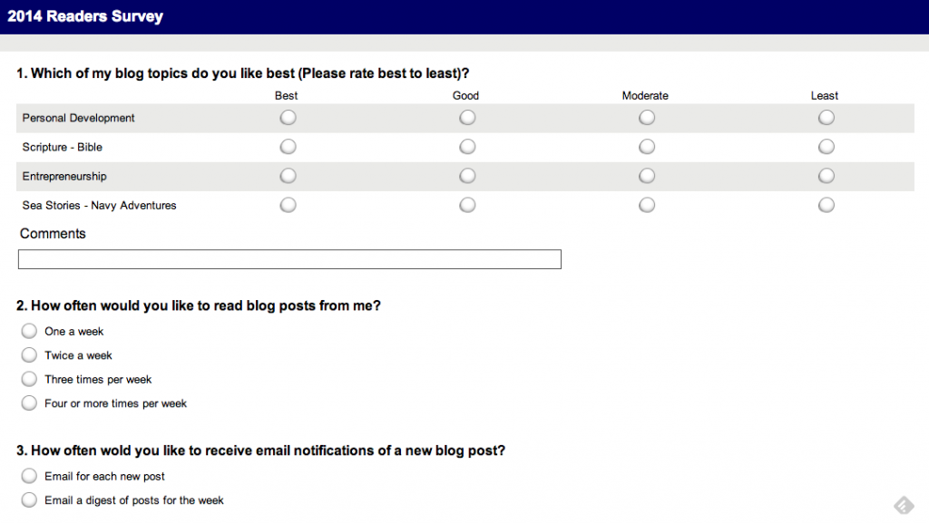 2014 Readers Survey
